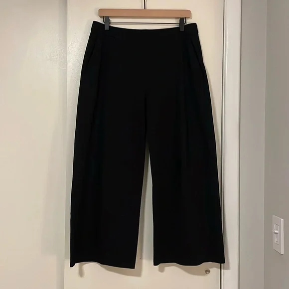 Black Eileen Fisher Organic Cotton Ponte Wide-Leg Pant, Medium (24” inseam) - Picture 1 of 8